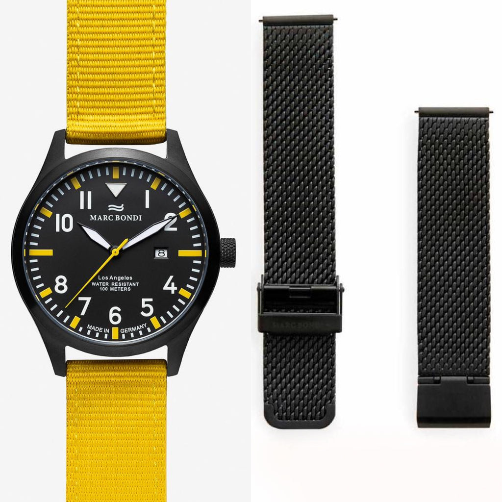 Los Angeles - Ø 42mm - Nato- u. Mesharmband Set – Marc Bondi 